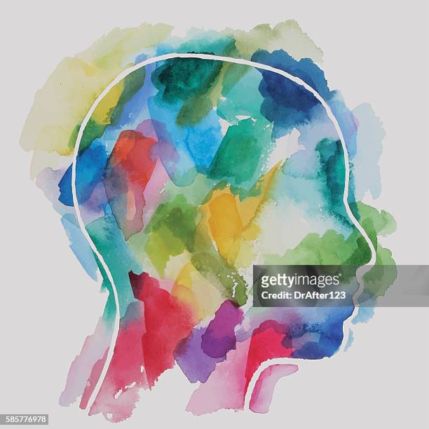 watercolor child head - mental health stock illustrations