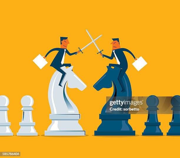 wettbewerbsgeschäft - chess board businessman stock-grafiken, -clipart, -cartoons und -symbole