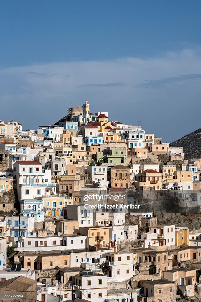 Distant view of Olympos village, Karpathos, Greece