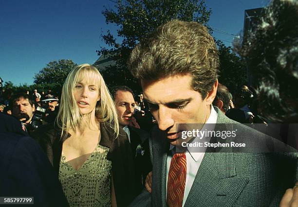 Actor Daryl Hannah with former boyfriend John F. Kennedy Jr. At Edward Kennedy Jr.'s wedding on Block Island, Rhode Island, 10/10/93.