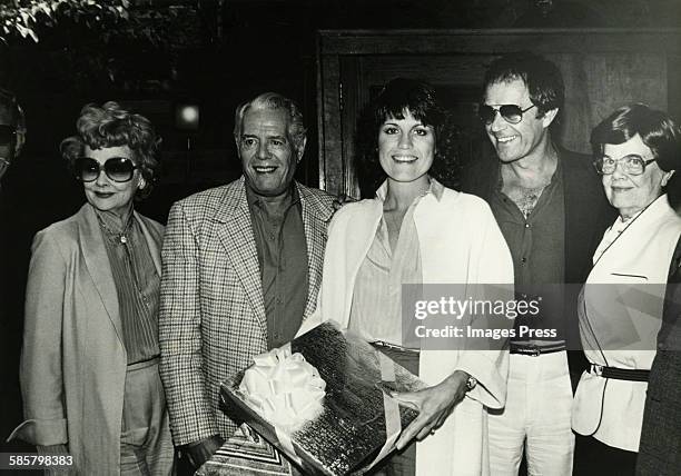 Lucille Ball family sighting circa 1980. Pictured are Lucille Ball, Desi Arnaz, Lucie Arnaz, Laurence Luckinbill and unidentified woman.