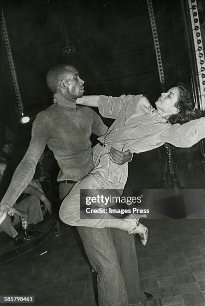 Bianca Jagger and Sterling St. Jacques at Studio 54 circa 1978 in New York City.