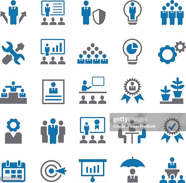 business and management icon set - security training stock illustrations