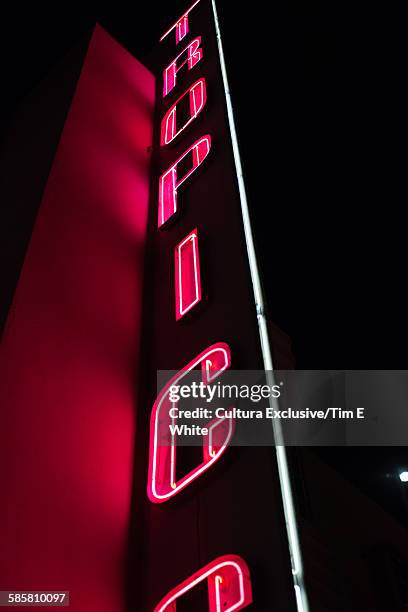 low angle view of neon sign, ocean drive, south beach, miami, usa - cultura americana stock pictures, royalty-free photos & images