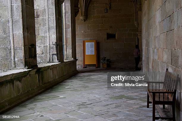 cloister of san juan de poio monastery, concejo de poio, pontevedra. rias bajas, galicia. - mosaico stock pictures, royalty-free photos & images