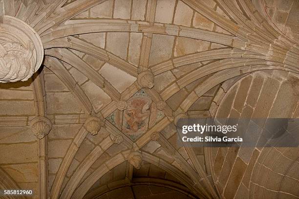 cloister of san juan de poio monastery, concejo de poio, pontevedra. rias bajas, galicia. - columna stock pictures, royalty-free photos & images