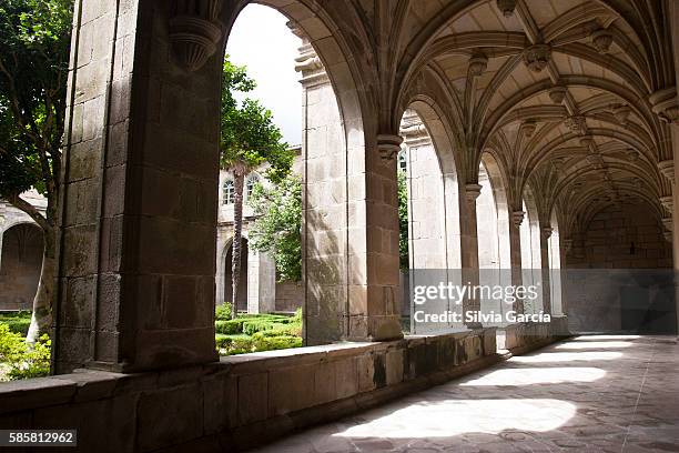 cloister of san juan de poio monastery, concejo de poio, pontevedra. rias bajas, galicia. - columna stock pictures, royalty-free photos & images