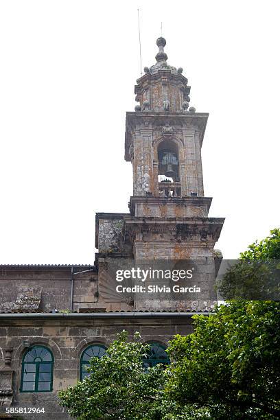 san juan de poio monastery, concejo de poio, pontevedra. rias bajas, galicia. - mosaico stockfoto's en -beelden