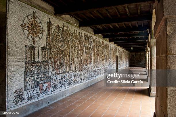 cloister of san juan de poio monastery, concejo de poio, pontevedra. rias bajas, galicia. - columna stock pictures, royalty-free photos & images