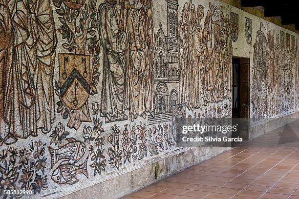 cloister of san juan de poio monastery, concejo de poio, pontevedra. rias bajas, galicia. - columna stock pictures, royalty-free photos & images