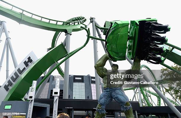 The Incredible Hulk Coaster Queue Walkthrough & Ride Experience at Universal Orlando on August 3, 2016 in Orlando, Florida.