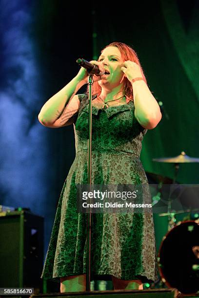 Peggy Meeussen of the Belgian group Bliksem performs on stage during the first day of the Wacken Open Air festival on August 4, 2016 in Wacken,...