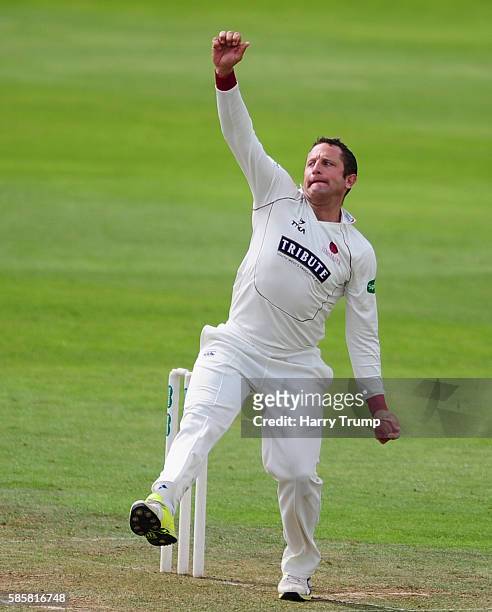Roelof Van Der Merwe of Somerset during Day One of the Specsavers County Championship Division One match between Somerset and Durham at The Cooper...