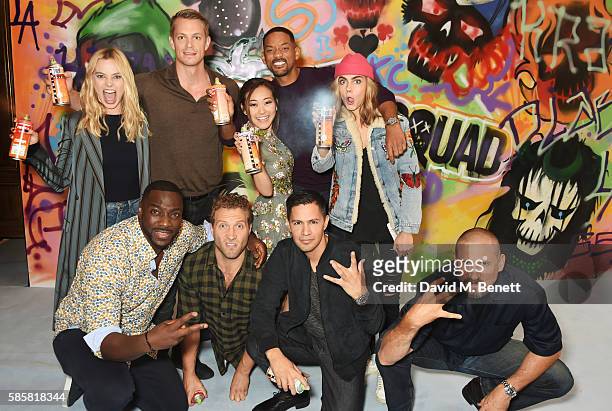 The cast of "Suicide Squad" including Margot Robbie, Adewale Akinnuoye-Agbaje, Joel Kinnaman, Jai Courtney, Karen Fukuhara, Will Smith, Jay...