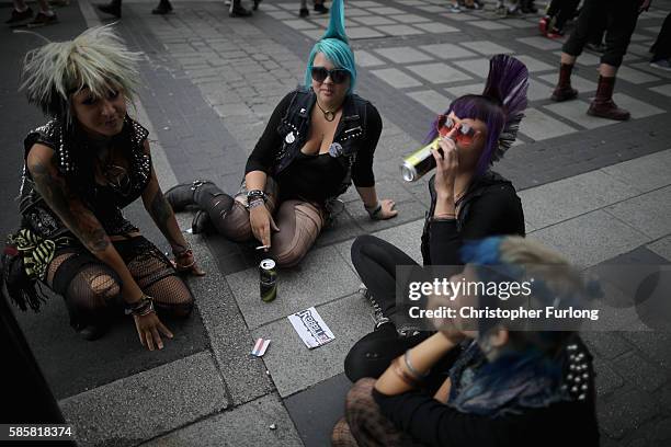 Punks from around the world gather in Blackpool for the four day Rebellion Festival on August 4, 2016 in Blackpool, England. Thousands of punks have...