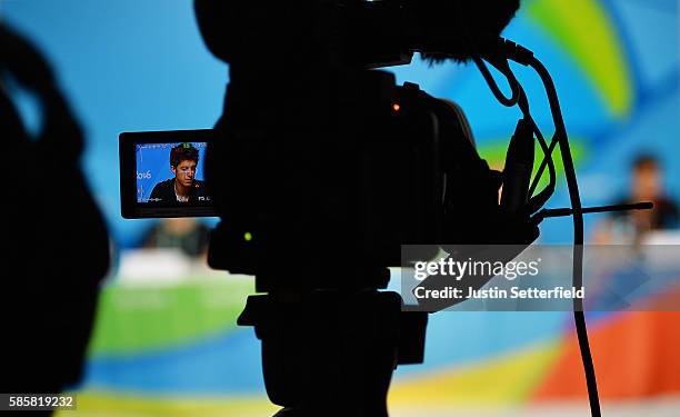 George Bennet of New Zealand speaks to media at a New Zealand Olympic Committee press conference on August 4, 2016 in Rio de Janeiro, Brazil.