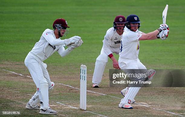 Stuart Poynter of Durham bats during Day One of the Specsavers County Championship Division One match between Somerset and Durham at The Cooper...