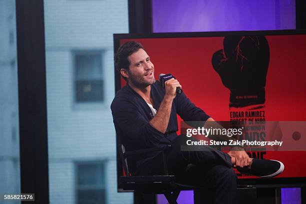 Actor Edgar Ramirez discusses his new movie "Hands Of Stone" at AOL Build at AOL HQ on August 4, 2016 in New York City.