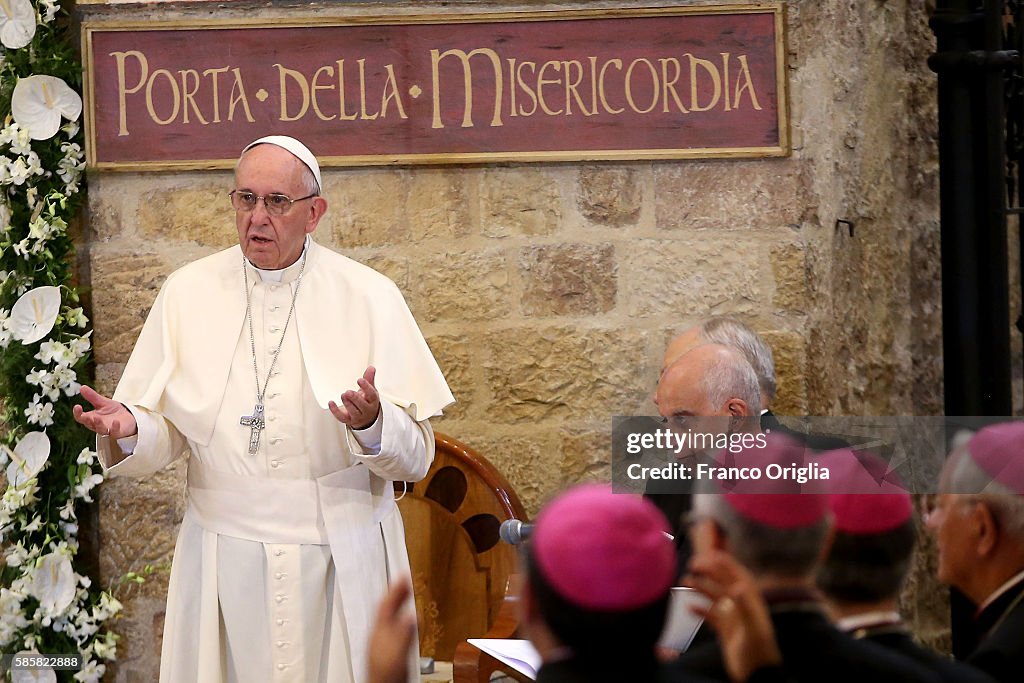 Pope Francis Visits the St. Francis Porziuncola at Santa Maria Degli Angeli of Assisi
