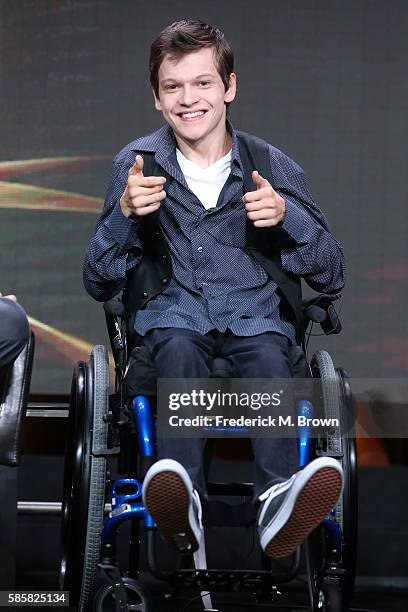 Actor Micah Fowler speaks onstage at the 'Speechless' panel discussion during the Disney ABC Television Group portion of the 2016 Television Critics...