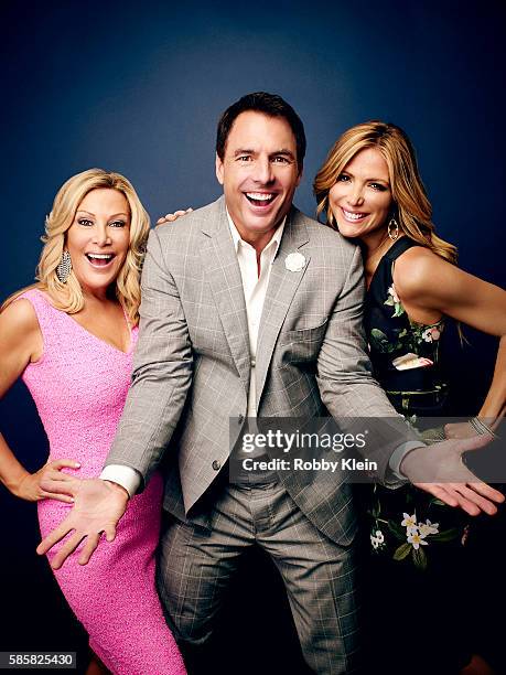 Kym Douglas, Mark Steines, and Debbie Matenopoulos are photographed at the Hallmark Channel Summer 2016 TCA's on July 27, 2016 in Los Angeles,...