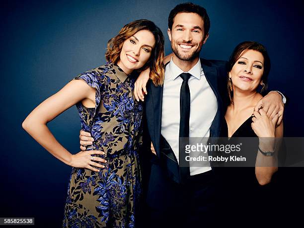 Taylor Cole, Jack Turner, and Marina Sirtis are photographed at the Hallmark Channel Summer 2016 TCA's on July 27, 2016 in Los Angeles, California.