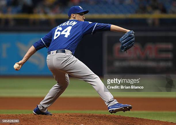 Matt Strahm of the Kansas City Royals pitches during the seventh inning of a game against the Tampa Bay Rays on August 4, 2016 at Tropicana Field in...