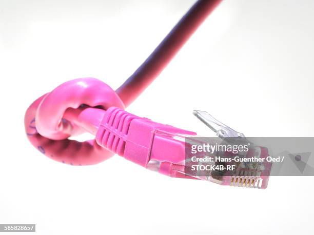 network cable with a knot - slow bandwidth stock pictures, royalty-free photos & images