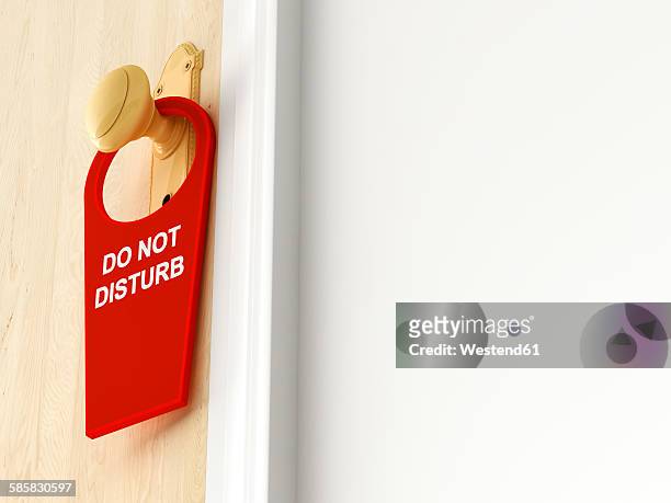 tag with 'do not disturb' hanging on doorknob - silence sign stock illustrations