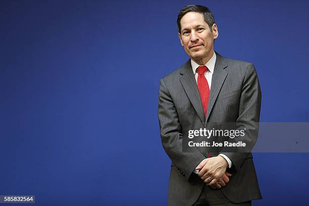 Director of the CDC, Dr. Tom Frieden, waits to speak to the media about the outbreak of the Zika virus during a visit to Miami-Dade County Emergency...