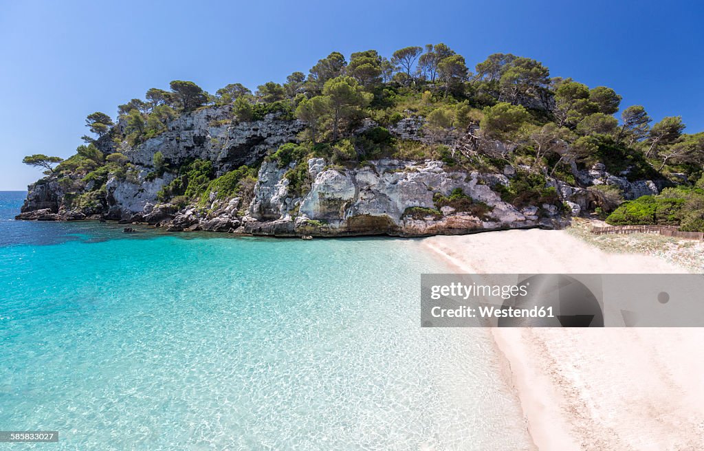 Spain, Balearic Islands, Menorca, view of Cala Macarelleta