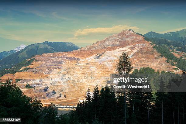 austria, styria, view to erzberg mine - metal ore stock pictures, royalty-free photos & images