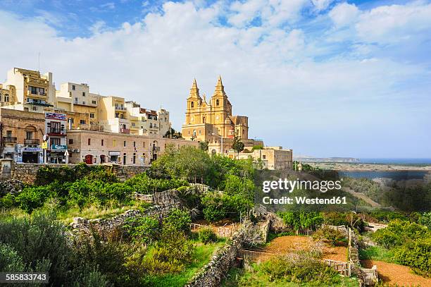 malta, mellieha, santa maria church - mellieha malta stock pictures, royalty-free photos & images