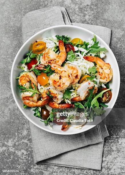 shrimp salad - shrimp scampi stock-fotos und bilder