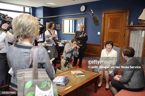 Senator Susan Collins greets Supreme Court Nominee Elena Kagan as she visits various members of the Senate in their offices prior to her confirmation...