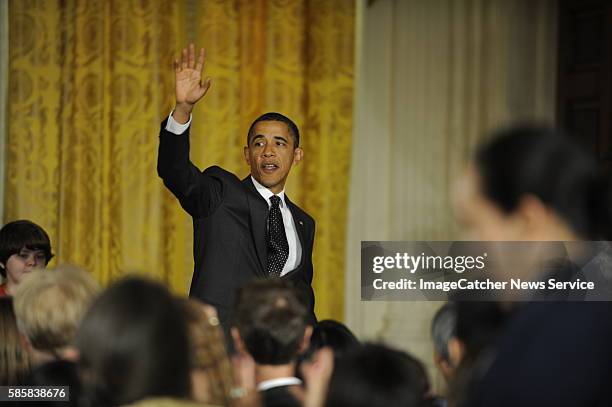 President Obama speaks to the winners of the first White House Science Fair applauding the creative children who participated.