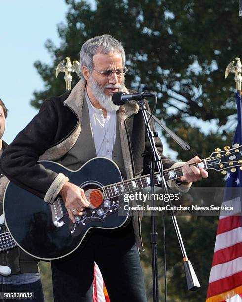 Yusuf Islam, the singer formally known as Cat Stevens, performs at The Rally to Restore Sanity on the Mall of the Nation's Capitol.