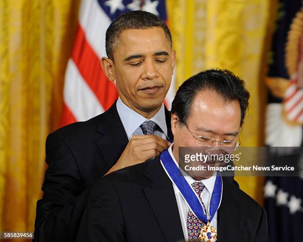 The White House- Washington DC President Barack Obama presents the Presidential Medal of Freedom to Cellist YoYo Ma .photo: Christy Bowe -...