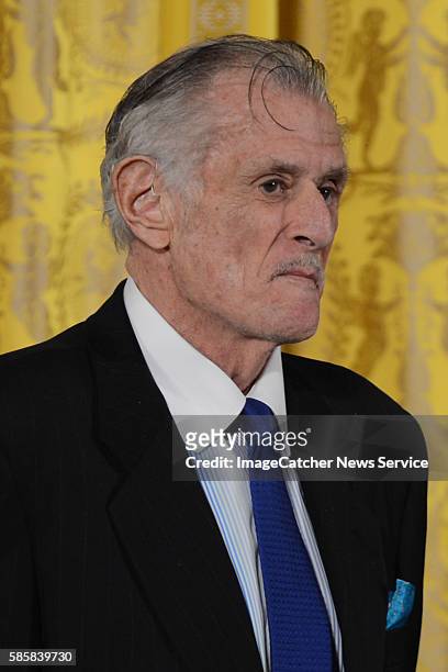 The White House- Washington, DC President Barack Obama presents the 2012 National Arts and Humanities Award to Frank Deford for transforming how we...