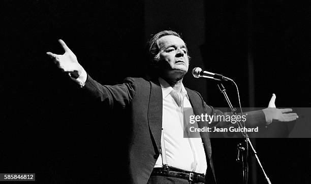 French singer Serge Reggiani perfroms at the Olympia concert hall in Paris.