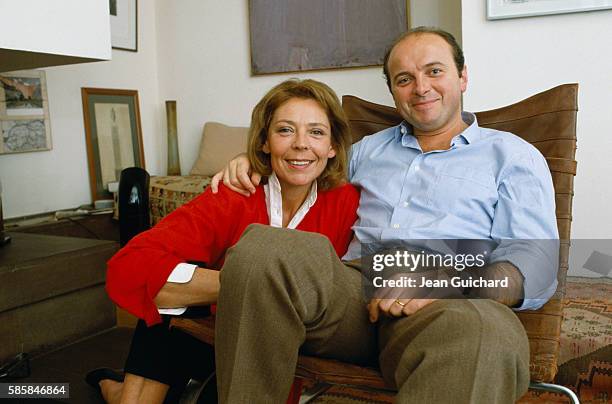 Jacques Toubon, general secretary of French party RPR at home with his wife Lise.