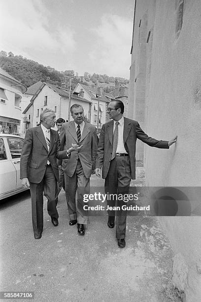 Mayor of Paris Jacques Chirac and Budget Minister Rene Monory . | Location: Bort les Orgues, France.