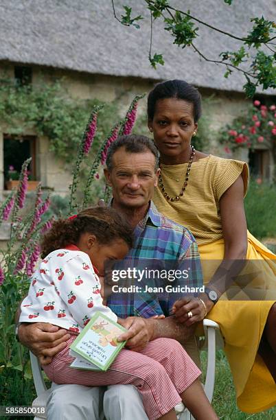 French sailor Eric Tabarly, his wife Jacqueline and his daughter Marie at home.