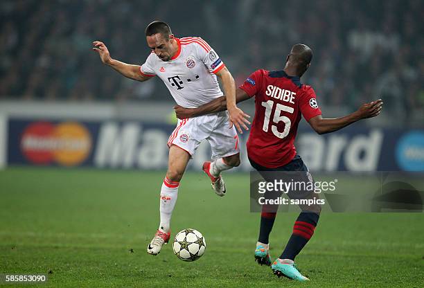 Franck RIBERY FC Bayern München gegen Djibril Sidibe Fussball Uefa Championsleague : LOSC Lille - FC Bayern München