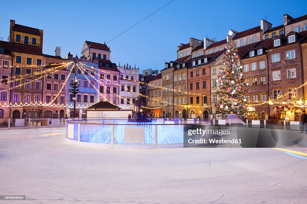 Warsaw Ice Rink Poland Warsaw Old Town Square With Ice Rink During Christmas Time In ...