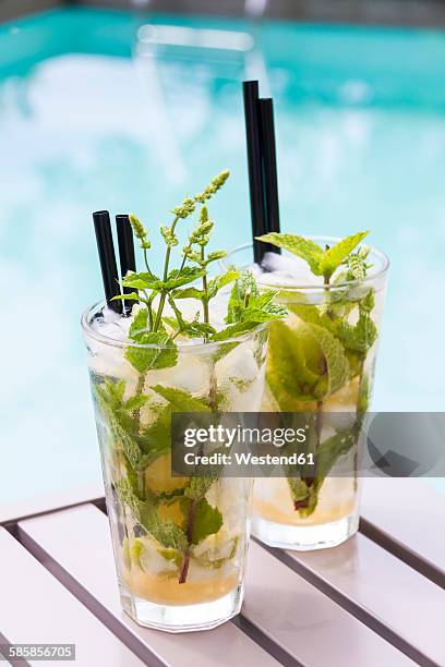 two glasses of mojito - mojito stock pictures, royalty-free photos & images