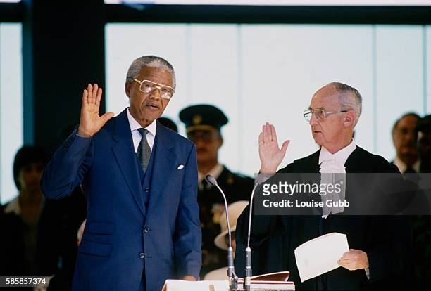 Nelson Mandela is sworn in as the first democratically elected President. Former President of South Africa and longtime political prisoner, Nelson...