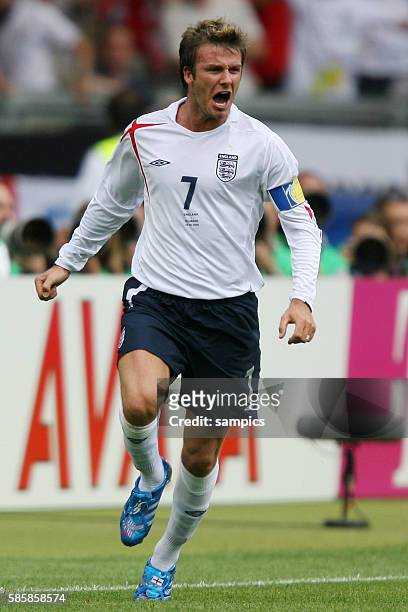 David Beckham bejubelt seinen Treffer zum 1:0 Achtelfinale England gegen Equador 1 : 0 Fifa Fussball Weltmeisterschaft in Deutschland 2006 FIFA world...