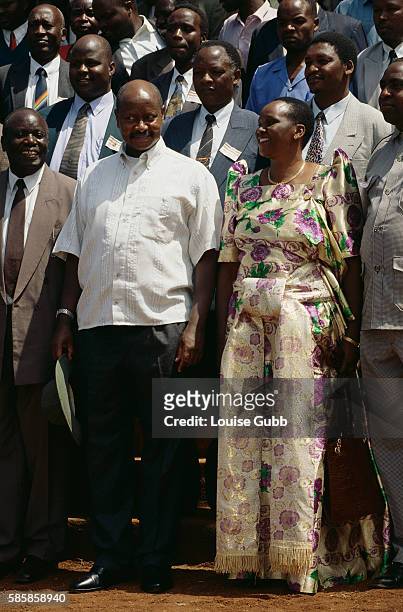 President Yoweri Museveni and his wife Janet attend a Sabiny Culture Day event in Kapchorwa, Uganda, to speak against female circumcision. While a...