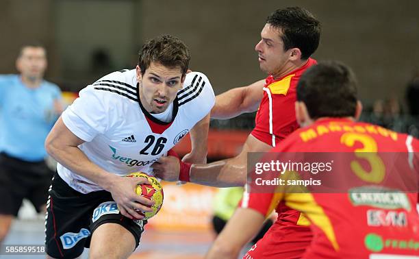 Adrian Pfahl , Naumche MOJSOVSKI Handball Männer Weltmeisterschaft Achtelfinale : Deutschland - Mazedonien mens handball worldchampionchip last...